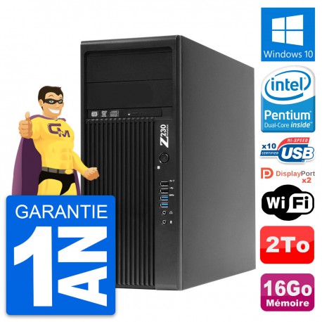 PC Tour HP Z230 Intel Pentium G3220 RAM 16Go Disque Dur 2To Windows 10 Wifi