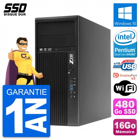 PC Tour HP WorkStation Z230 Intel G3220 RAM 16Go SSD 480Go Windows 10 Wifi