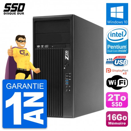 PC Tour HP WorkStation Z230 Intel Pentium G3220 RAM 16Go SSD 2To Windows 10 Wifi