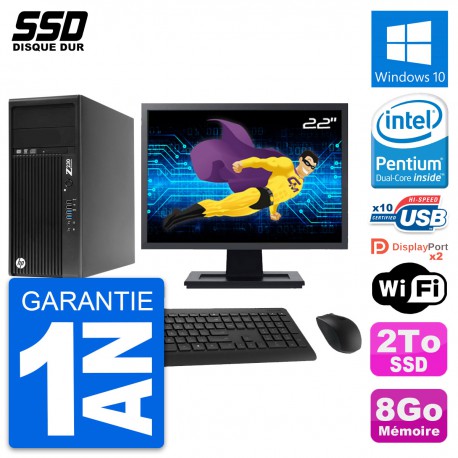 PC Tour HP Z230 Ecran 22" Intel Pentium G3220 RAM 8Go SSD 2To Windows 10 Wifi