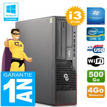 PC Fujitsu Esprimo E700 E90+ SFF Core I3-2120 RAM 4Go Disque 500Go Wifi W7
