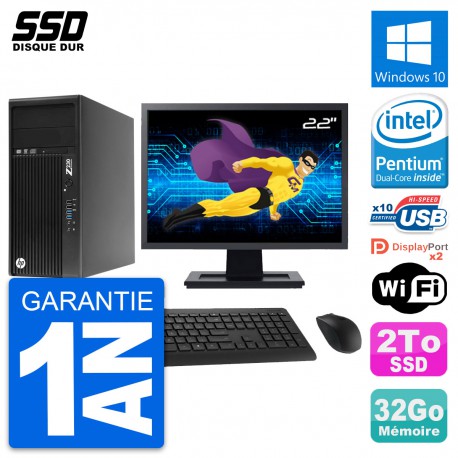 PC Tour HP Z230 Ecran 22" Intel Pentium G3220 RAM 32Go SSD 2To Windows 10 Wifi