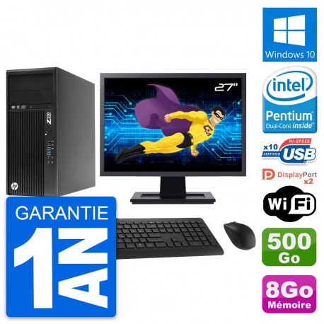 PC Tour HP Z230 Ecran 27" Intel G3220 RAM 8Go Disque Dur 500Go Windows 10 Wifi