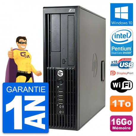 PC HP WorkStation Z210 SFF Intel G630 RAM 16Go Disque Dur 1To Windows 10 Wifi