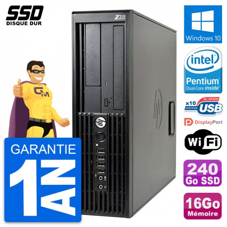 PC HP WorkStation Z210 SFF Intel Pentium G630 RAM 16Go SSD 240Go Windows 10 Wifi