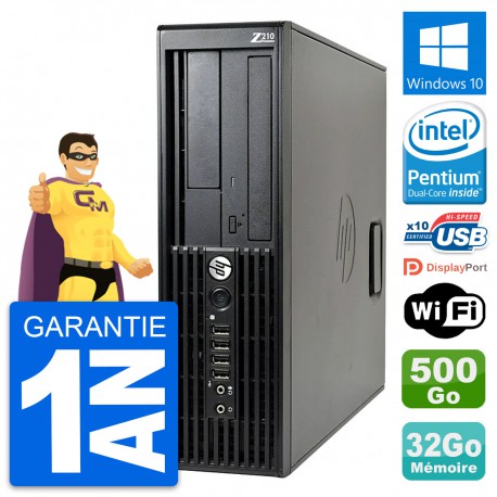 PC HP WorkStation Z210 SFF Pentium G630 RAM 32Go Disque 500Go Windows 10 Wifi