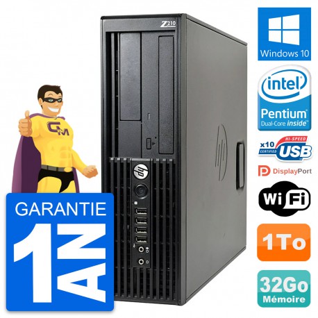 PC HP WorkStation Z210 SFF Pentium G630 RAM 32Go Disque Dur 1To Windows 10 Wifi