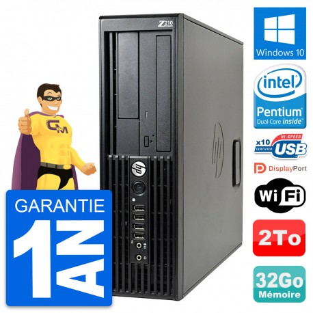 PC HP WorkStation Z210 SFF Pentium G630 RAM 32Go Disque Dur 2To Windows 10 Wifi