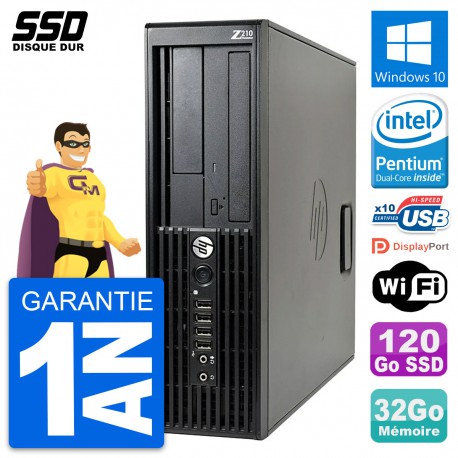 PC HP WorkStation Z210 SFF Intel Pentium G630 RAM 32Go SSD 120Go Windows 10 Wifi