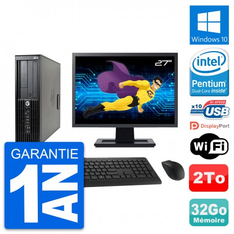 PC HP Z210 SFF Ecran 27" Intel Pentium G630 RAM 32Go Disque 2To Windows 10 Wifi