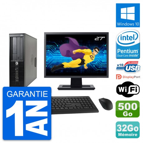 PC HP Z210 SFF Ecran 27" Intel G630 RAM 32Go Disque Dur 500Go Windows 10 Wifi