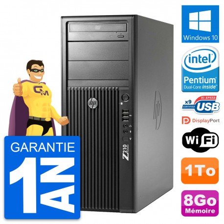 PC Tour HP Z210 Intel Pentium G630 RAM 8Go Disque Dur 1To Windows 10 Wifi