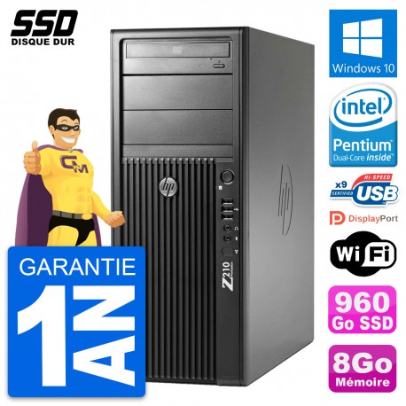 PC Tour HP WorkStation Z210 Intel Pentium G630 RAM 8Go SSD 960Go Windows 10 Wifi