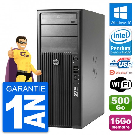 PC Tour HP Z210 Intel Pentium G630 RAM 16Go Disque Dur 500Go Windows 10 Wifi