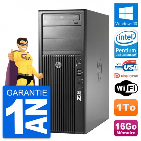 PC Tour HP Z210 Intel Pentium G630 RAM 16Go Disque Dur 1To Windows 10 Wifi