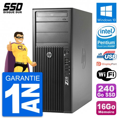 PC Tour HP WorkStation Z210 Intel Pentium G630 RAM 16Go SSD 240Go Windows 10 Wifi