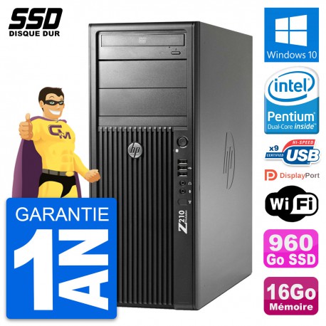 PC Tour HP WorkStation Z210 Intel Pentium G630 RAM 16Go SSD 960Go Windows 10 Wifi