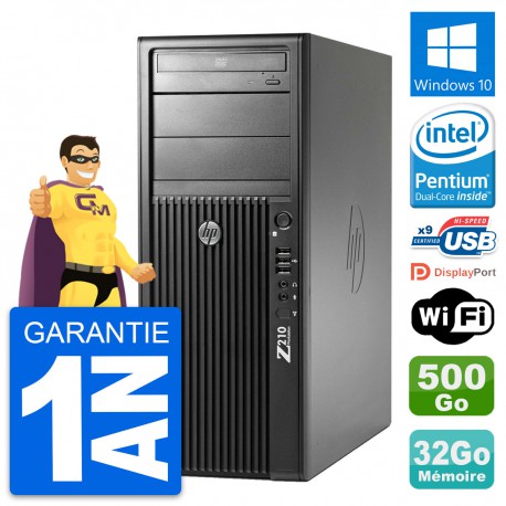 PC Tour HP Z210 Intel Pentium G630 RAM 32Go Disque Dur 500Go Windows 10 Wifi