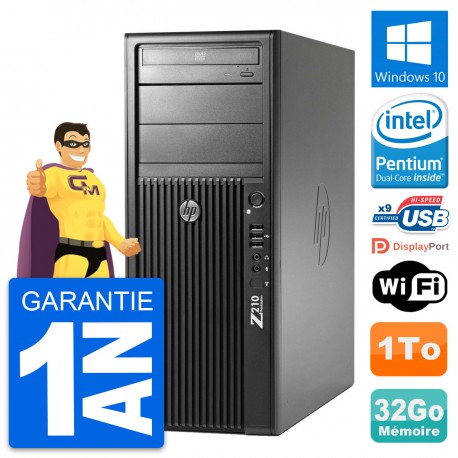 PC Tour HP Z210 Intel Pentium G630 RAM 32Go Disque Dur 1To Windows 10 Wifi