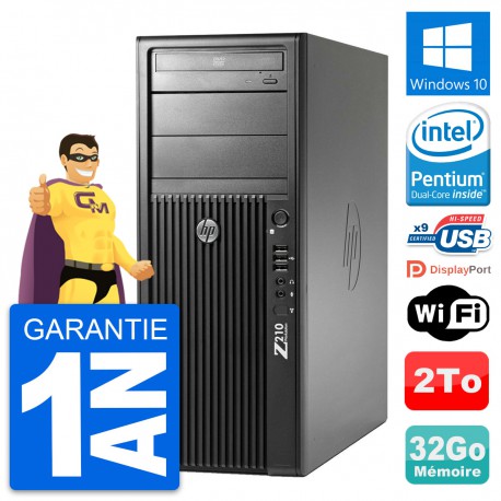 PC Tour HP Z210 Intel Pentium G630 RAM 32Go Disque Dur 2To Windows 10 Wifi