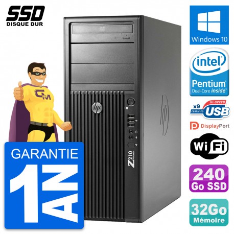 PC Tour HP WorkStation Z210 Pentium G630 RAM 32Go SSD 240Go Windows 10 Wifi