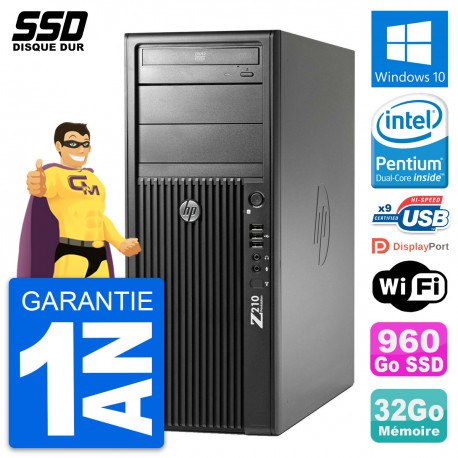 PC Tour HP WorkStation Z210 Pentium G630 RAM 32Go SSD 960Go Windows 10 Wifi