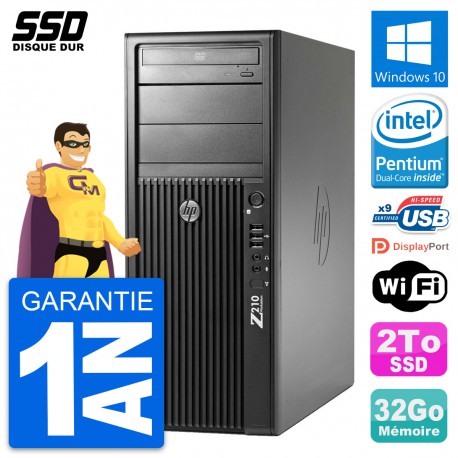 PC Tour HP WorkStation Z210 Intel Pentium G630 RAM 32Go SSD 2To Windows 10 Wifi