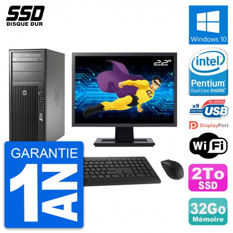 PC Tour HP Z210 Ecran 22" Intel Pentium G630 RAM 32Go SSD 2To Windows 10 Wifi