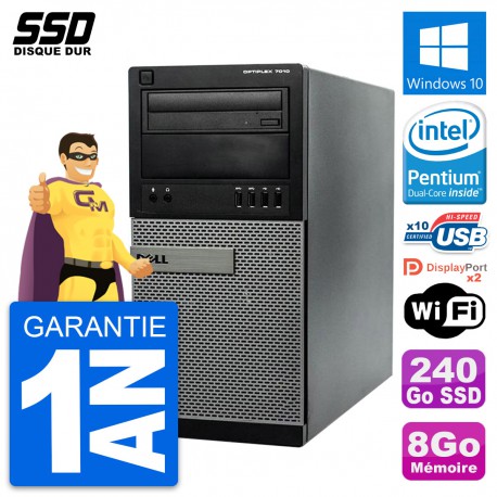 PC Tour Dell OptiPlex 7010 Intel Pentium G2020 RAM 8Go SSD 240Go Windows 10 Wifi