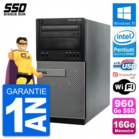 PC Tour Dell OptiPlex 7010 Pentium G2020 RAM 16Go SSD 960Go Windows 10 Wifi