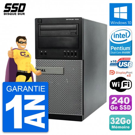 PC Tour Dell OptiPlex 7010 Pentium G2020 RAM 32Go SSD 240Go Windows 10 Wifi