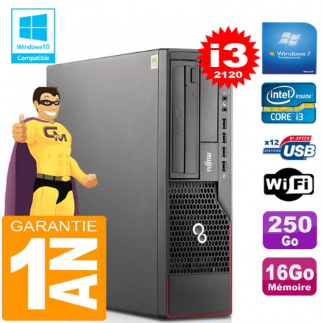 PC Fujitsu Esprimo E700 E90+ SFF Core I3-2120 RAM 16Go Disque 250 Go Wifi W7