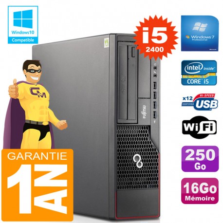 PC Fujitsu Esprimo E700 E90+ SFF Core I5-2400 RAM 16Go Disque 250 Go Wifi W7