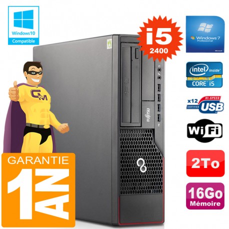 PC Fujitsu Esprimo E700 E90+ SFF Core I5-2400 RAM 16Go Disque 2 To Wifi W7