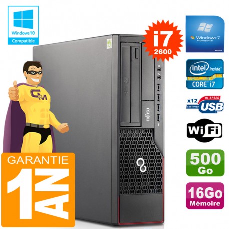 PC Fujitsu Esprimo E700 E90+ SFF Core I7-2600 RAM 16Go Disque 500Go Wifi W7