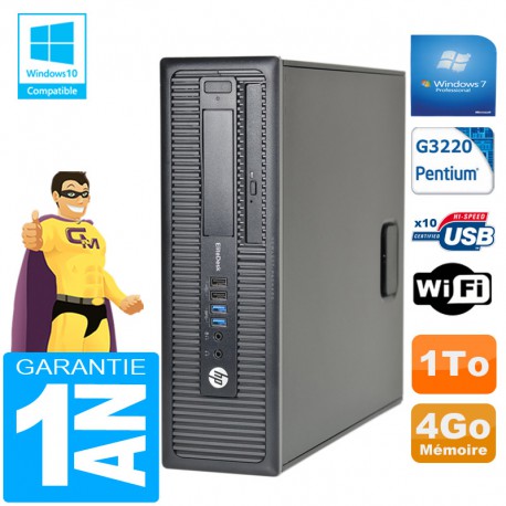 PC HP EliteDesk 800 G1 SFF Intel G3220 4 Go Disque 1 To Graveur DVD Wifi W7