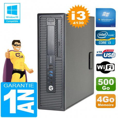 PC HP EliteDesk 800 G1 SFF Core I3-4130 4Go Disque 500 Go Graveur DVD Wifi W7