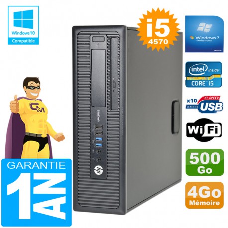 PC HP EliteDesk 800 G1 SFF Core I5-4570 4Go Disque 500Go Graveur DVD Wifi W7