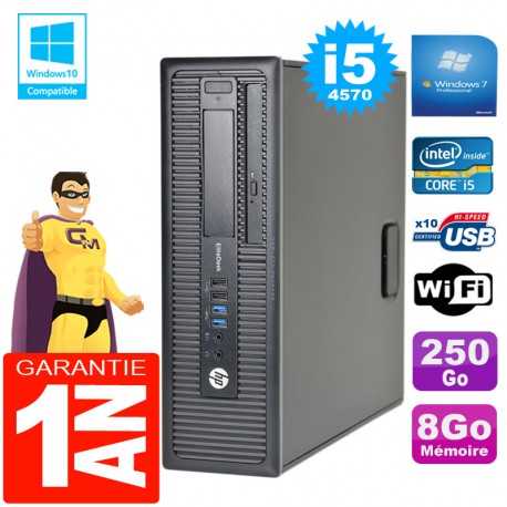 PC HP EliteDesk 800 G1 SFF Core I5-4570 8Go Disque 250Go Graveur DVD Wifi W7