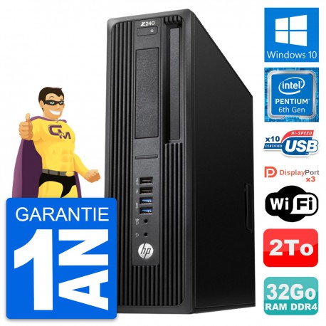 PC HP WorkStation Z240 SFF Intel G4400 RAM 32Go Disque 2To Windows 10 Wifi