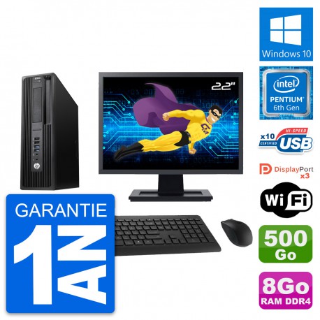 PC HP WorkStation Z240 SFF Ecran 22" G4400 RAM 8Go Disque 500Go Windows 10 Wifi