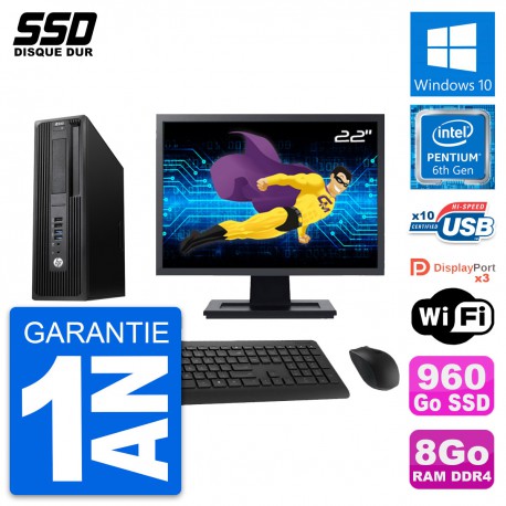 PC HP WorkStation Z240 SFF Ecran 22" G4400 RAM 8Go SSD 960Go Windows 10 Wifi