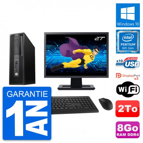 PC HP WorkStation Z240 SFF Ecran 27" G4400 RAM 8Go Disque 2To Windows 10 Wifi