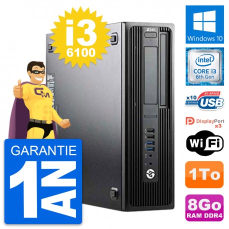 PC HP WorkStation Z240 SFF Intel i3-6100 RAM 8Go Disque Dur 1To Windows 10 Wifi