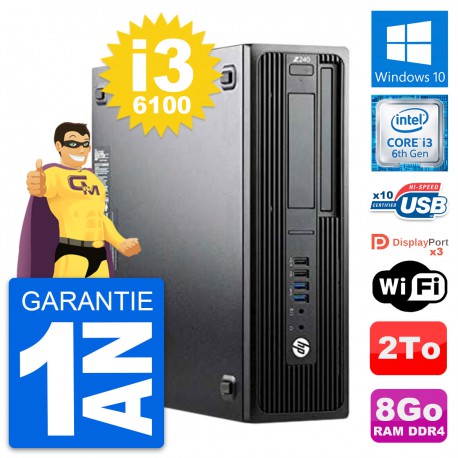 PC HP WorkStation Z240 SFF Intel i3-6100 RAM 8Go Disque Dur 2To Windows 10 Wifi