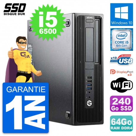 PC HP WorkStation Z240 SFF Intel Core i5-6500 RAM 64Go SSD 240Go Windows 10 Wifi