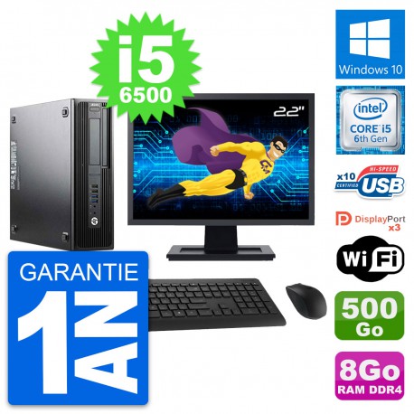 PC HP Z240 SFF Ecran 22" Intel Core i5-6500 RAM 8Go Disque 500Go Windows 10 Wifi