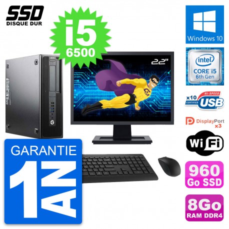 PC HP WorkStation Z240 SFF Ecran 22" i5-6500 RAM 8Go SSD 960Go Windows 10 Wifi
