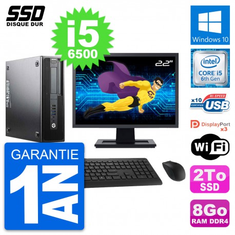 PC HP WorkStation Z240 SFF Ecran 22" i5-6500 RAM 8Go SSD 2To Windows 10 Wifi