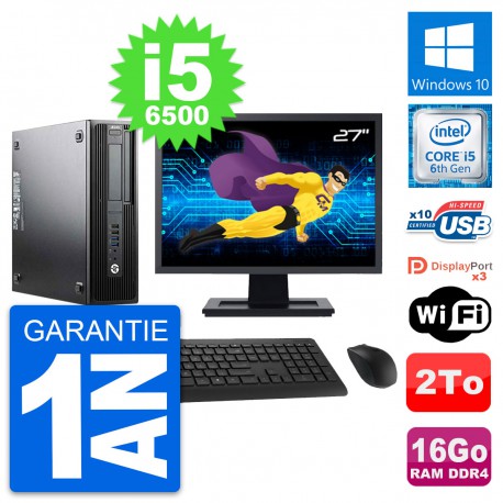 PC HP Z240 SFF Ecran 27" Intel Core i5-6500 RAM 16Go Disque 2To Windows 10 Wifi
